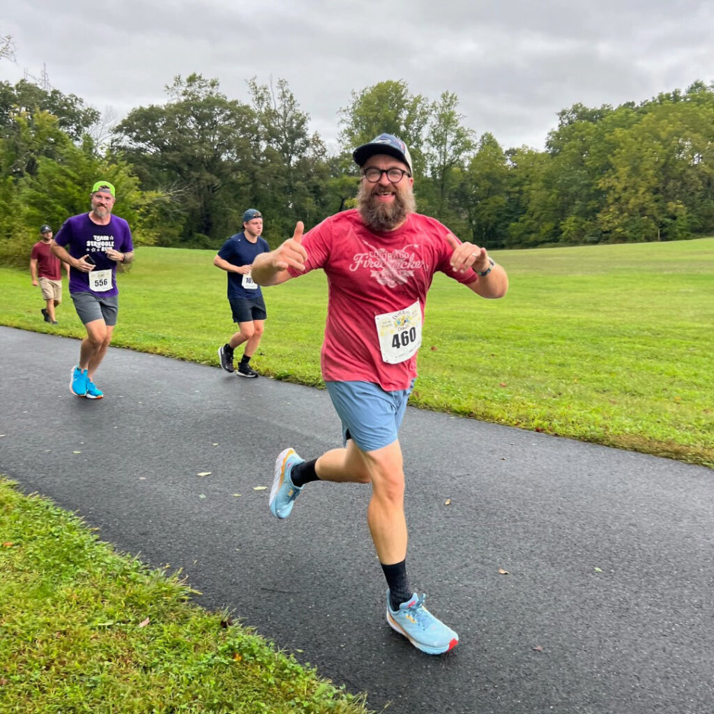Dog fish Dash guy in red shirt