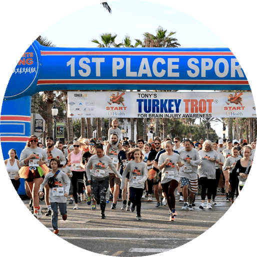 Runners at the start of the UF Health Jacksonville Turkey Trot.
