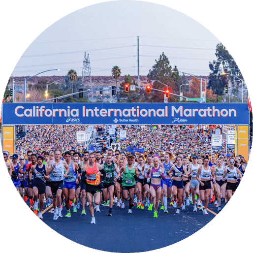Runners at the California International Marathon Start Line using their Sneakers4Good.