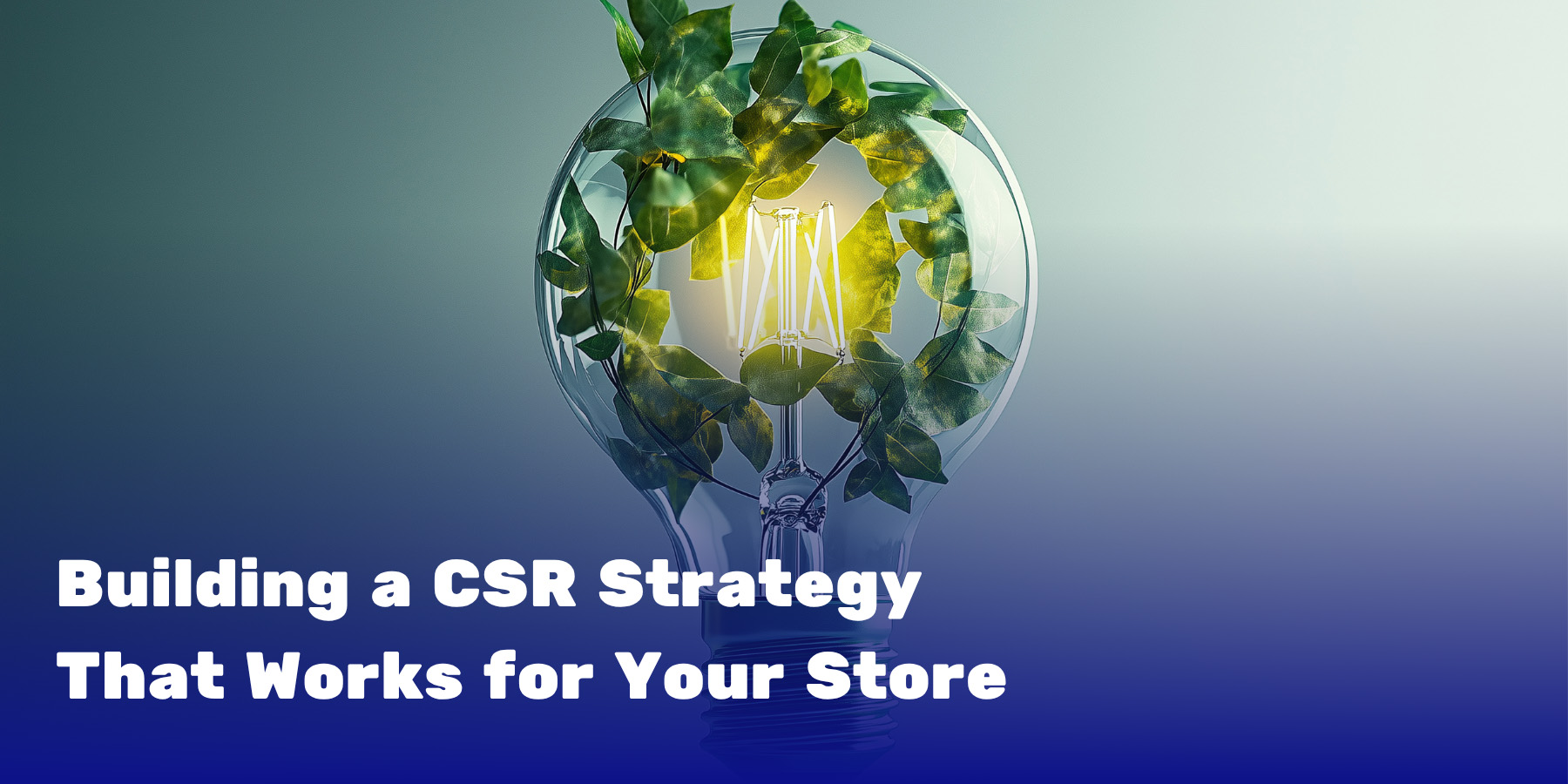 A glowing light bulb filled with green leaves, symbolizing sustainable ideas and green innovation for retail businesses.
